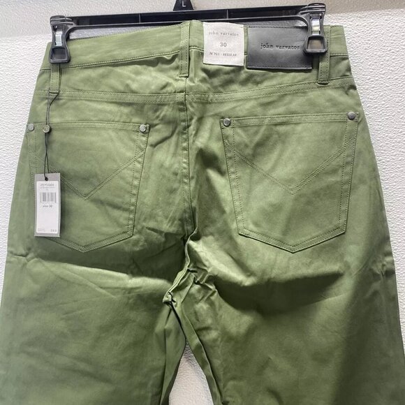 NEW JOHN VARATOS Mens J701 Coated Regular Jeans Size 30 x 32.5 Army Green - Picture 5 of 10